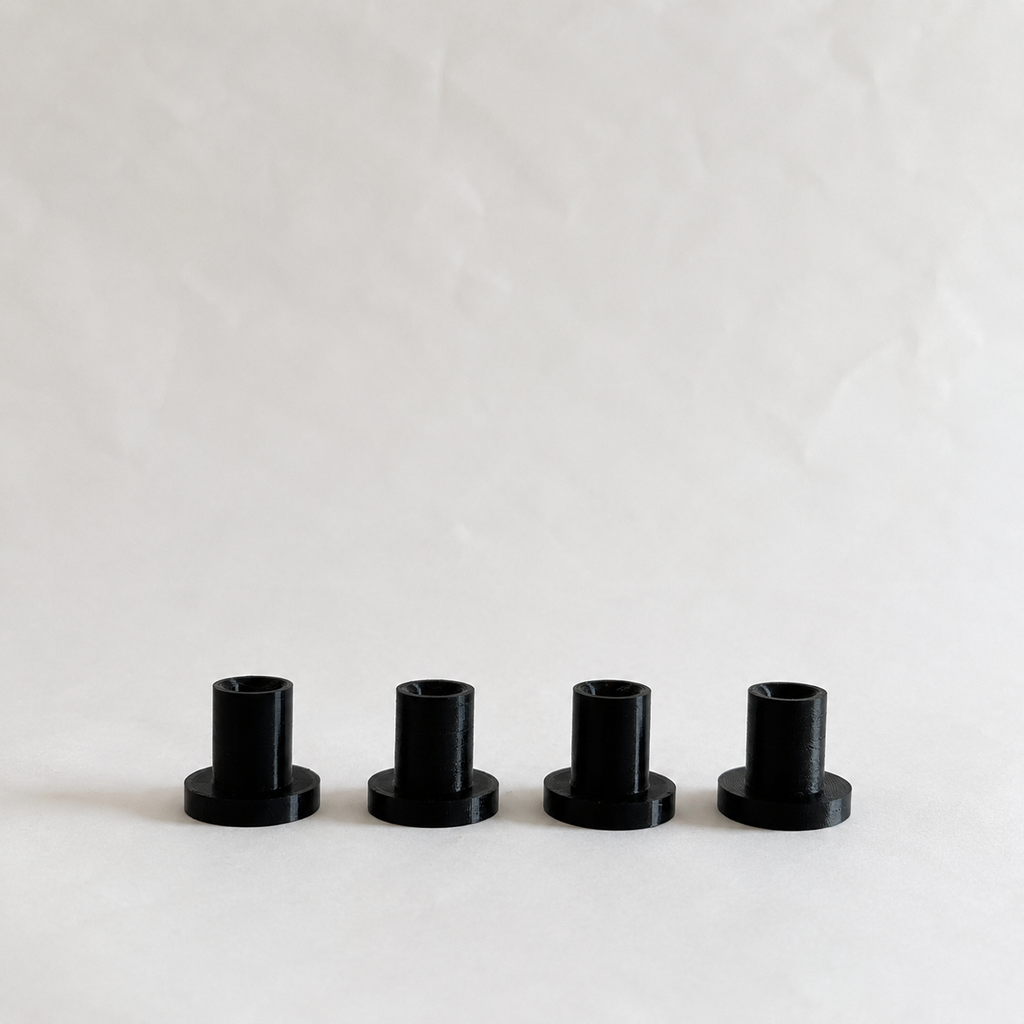 Four interchangeable heel caps for So Lars LaLa heel jewelry, designed to fit heel widths from 5–17mm